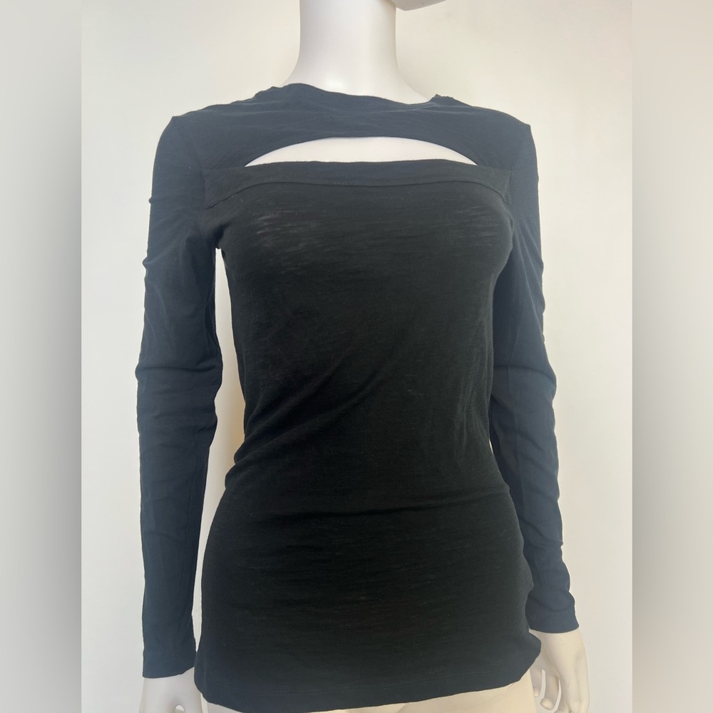 Proenza Schouler Black Label Cutout Long Sleeve Top Women’s Small Black Cotton - Picture 11 of 11